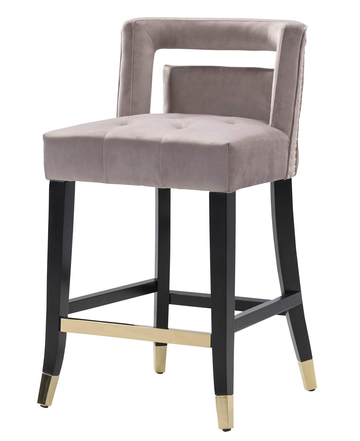 Iconic Home Velvet Half-Back Counter Stool, Irrithel