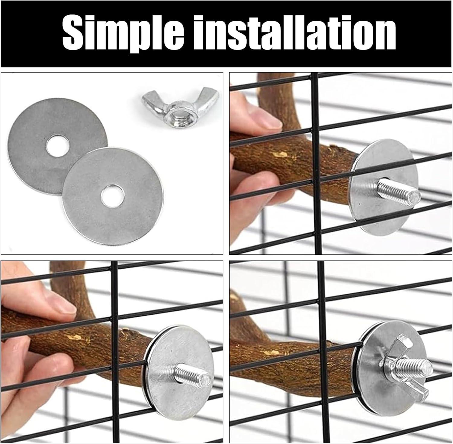 Allazone Natural Wooden Bird Perch Stand for Cage, Parrot Platform, Bird Perch Toy for Small Animals, Cockatiels, Parakeets, Finches