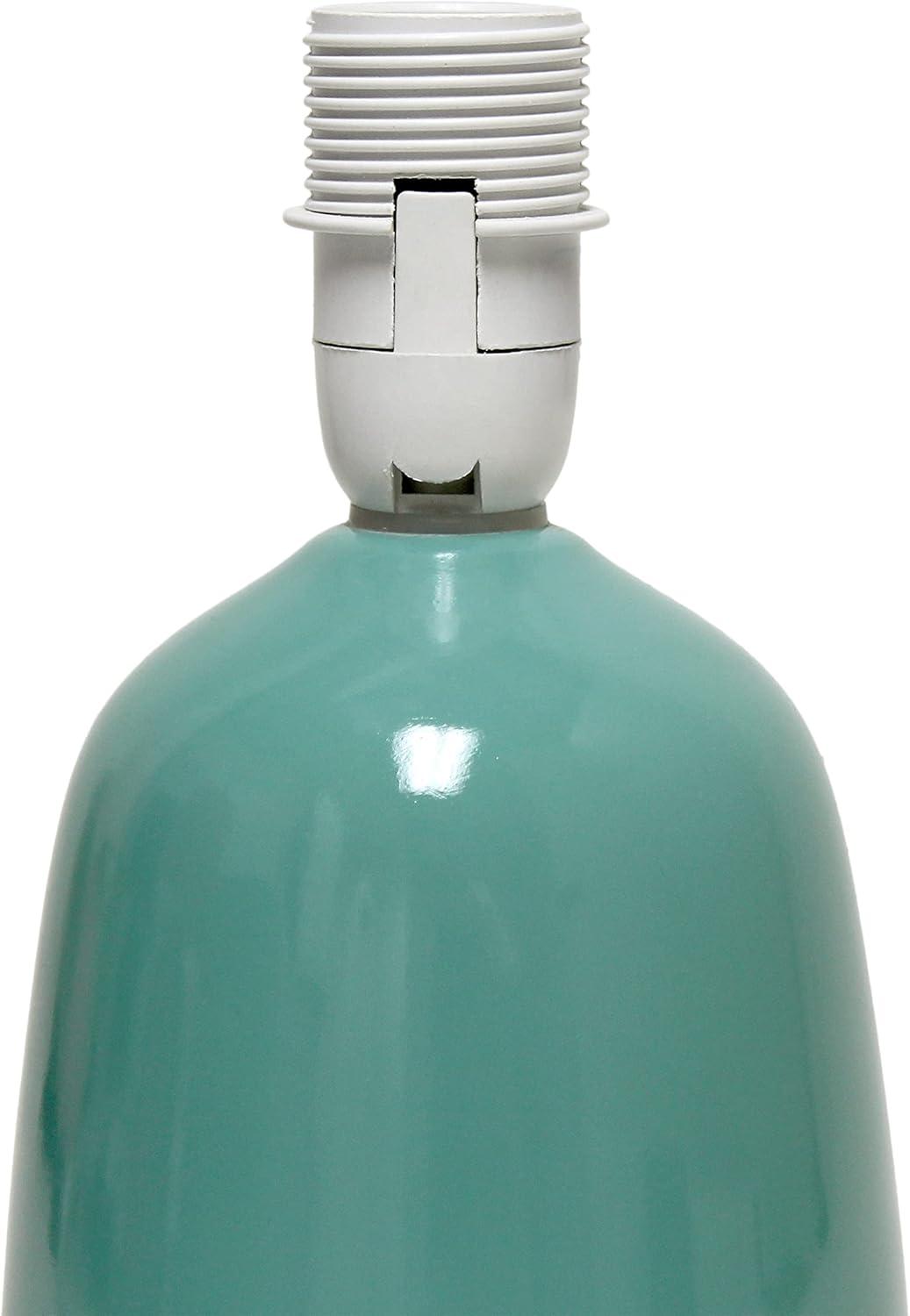 10.04" Traditional Ceramic Thimble Base Bedside Table Desk Lamp with Matching Fabric Shade Light Aqua Blue - Simple Designs: ETL Listed