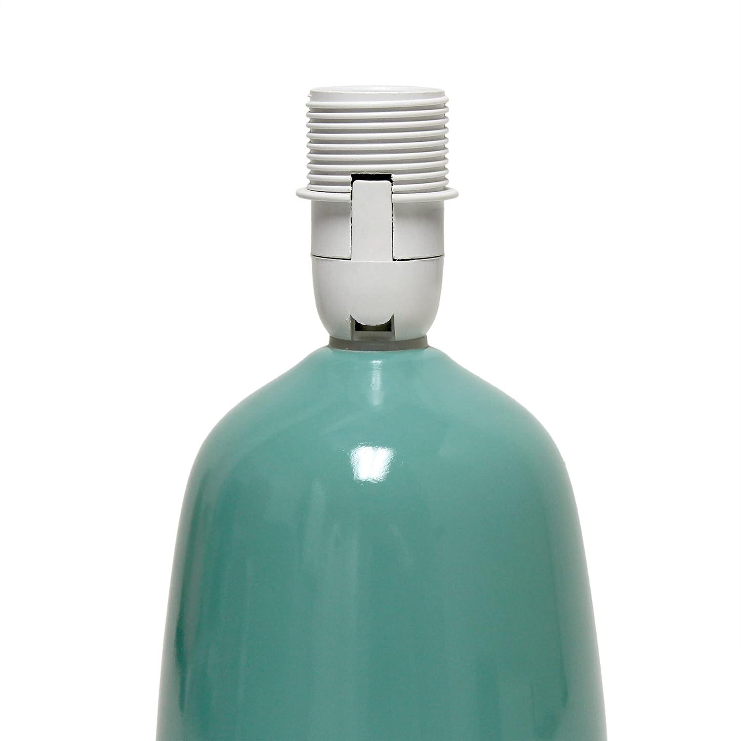 10.04" Traditional Ceramic Thimble Base Bedside Table Desk Lamp with Matching Fabric Shade Light Aqua Blue - Simple Designs: ETL Listed