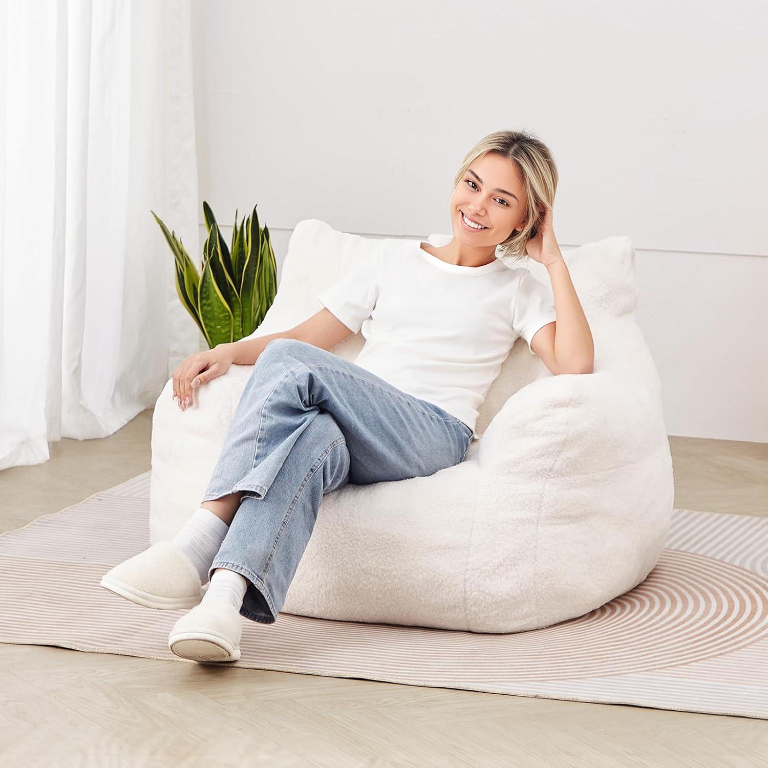 VEVOR 3-Foot Bean Bag Chair with Soft Armrests & Storage Pocket – Comfortable Seating for Home
