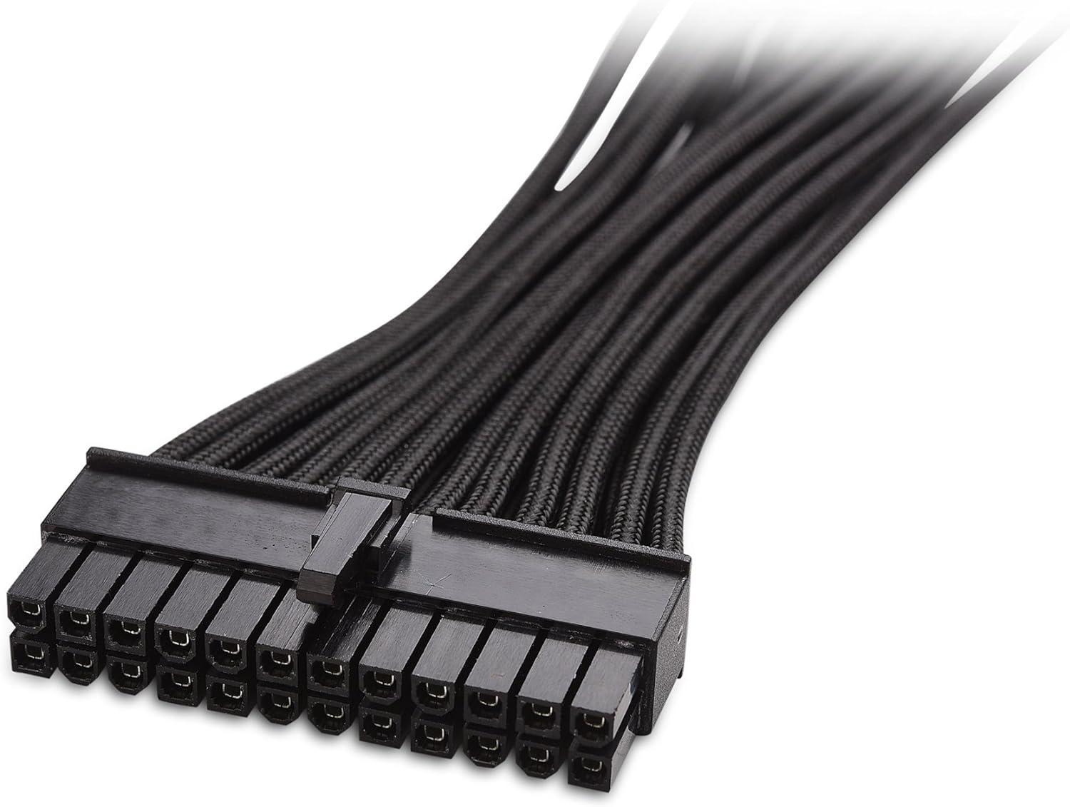 Black 12-Inch ATX 24-Pin Power Supply Extension Cable