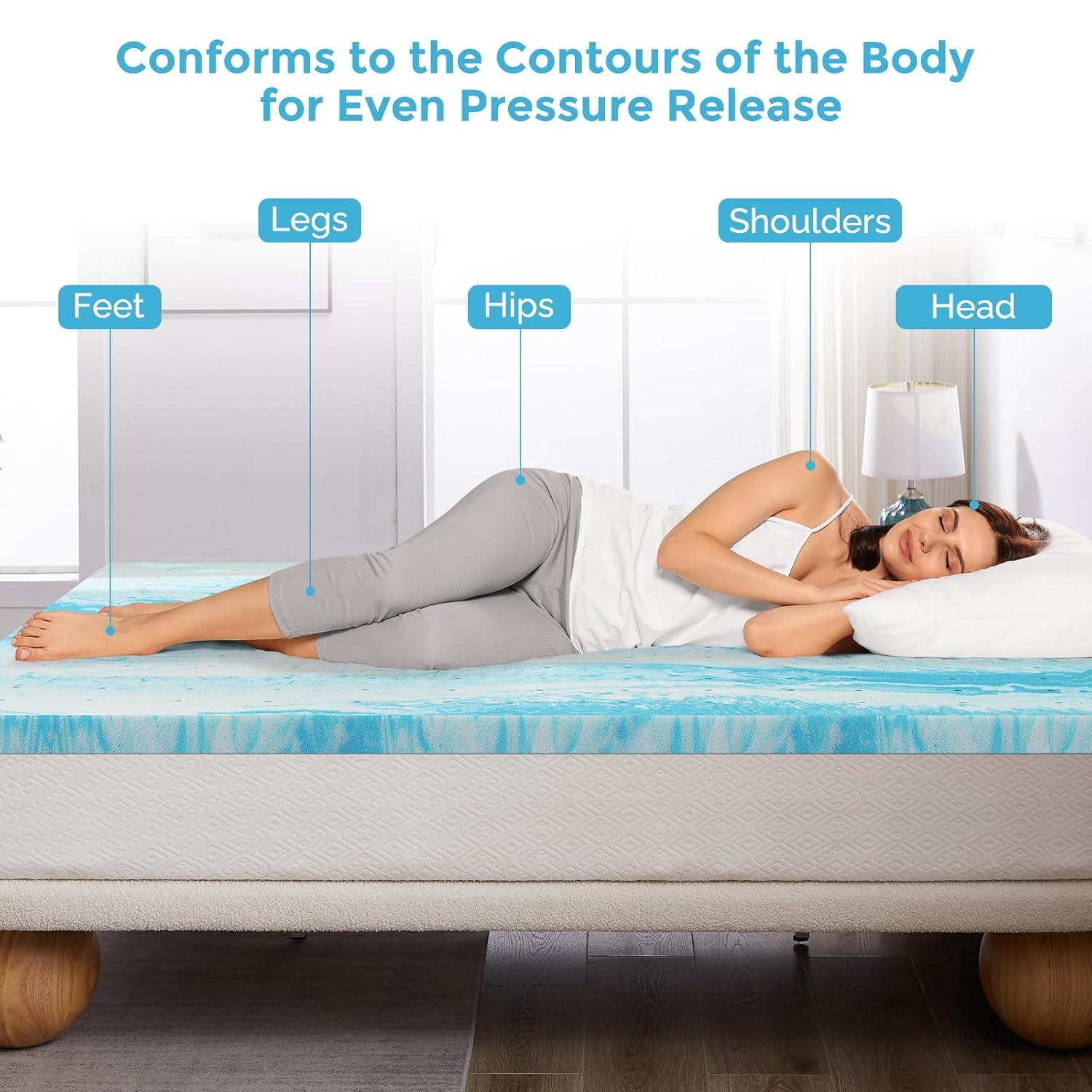 Mattress Topper, Queen Size Memory Foam Mattress Topper,Pressure Relief for Back Pain, 4 Inches