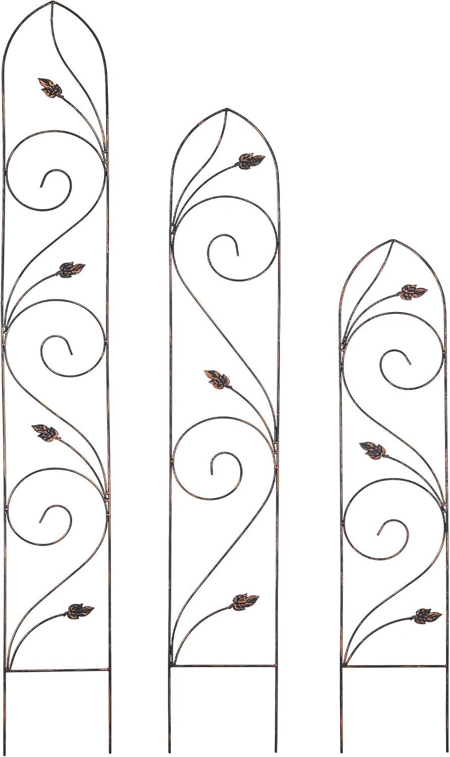 Bronze Iron Autumn Leaf Garden Trellis, 48" x 10"