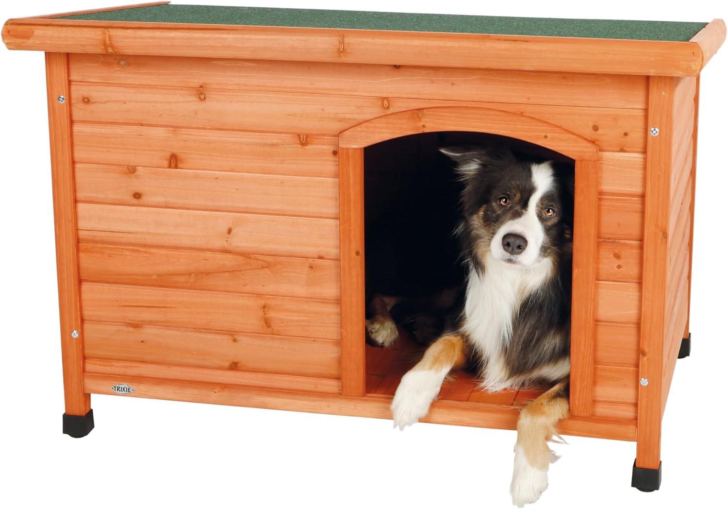 TRIXIE TRIXIE natura Classic Dog House, Flat Hinged Roof, Adjustable Legs, Elevated Pet Shelter