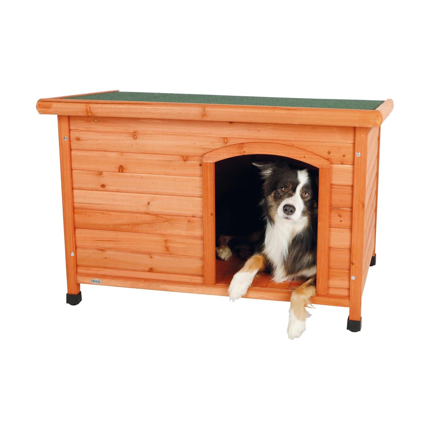 TRIXIE TRIXIE natura Classic Dog House, Flat Hinged Roof, Adjustable Legs, Elevated Pet Shelter
