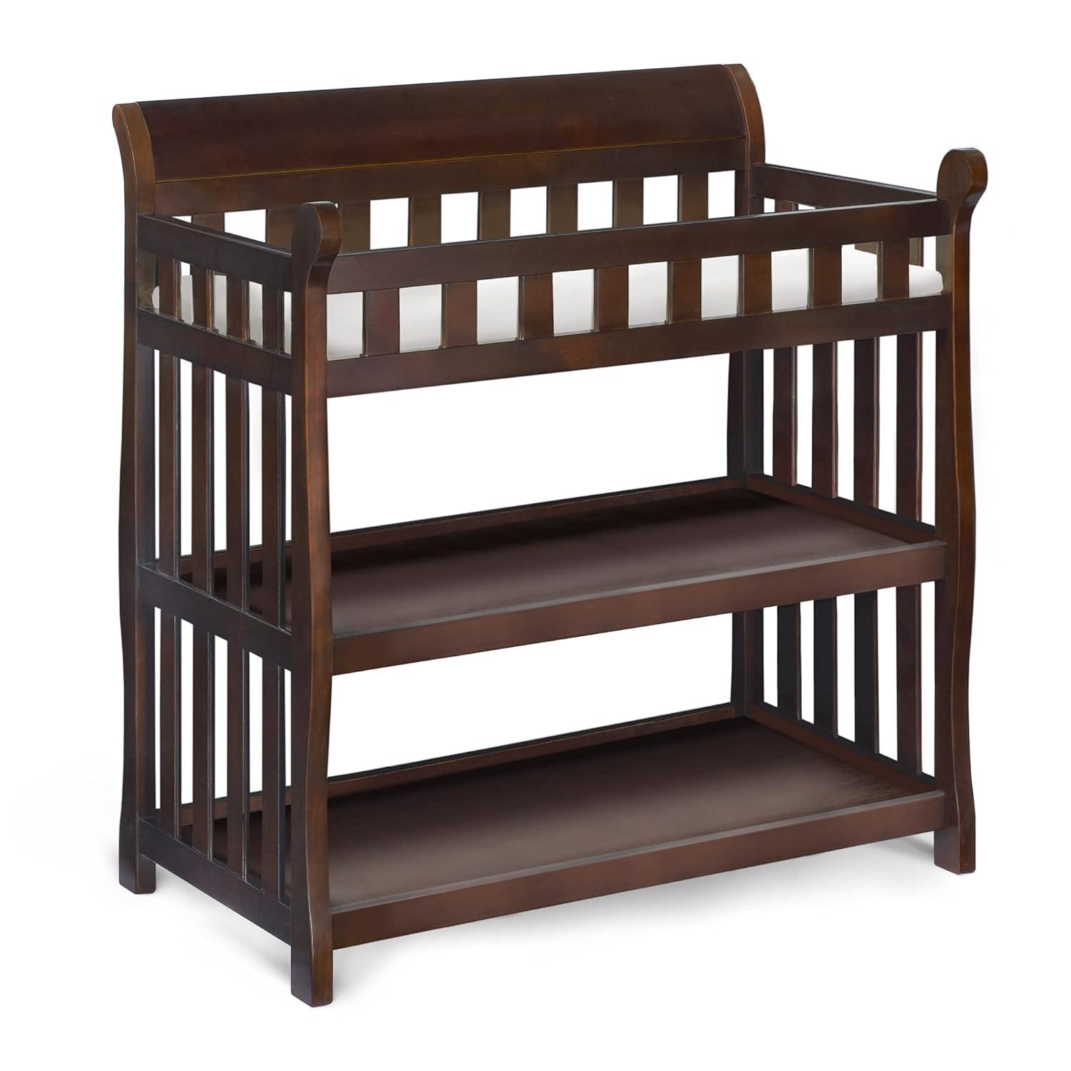 Black Cherry Espresso Wooden Changing Table with Safety Strap