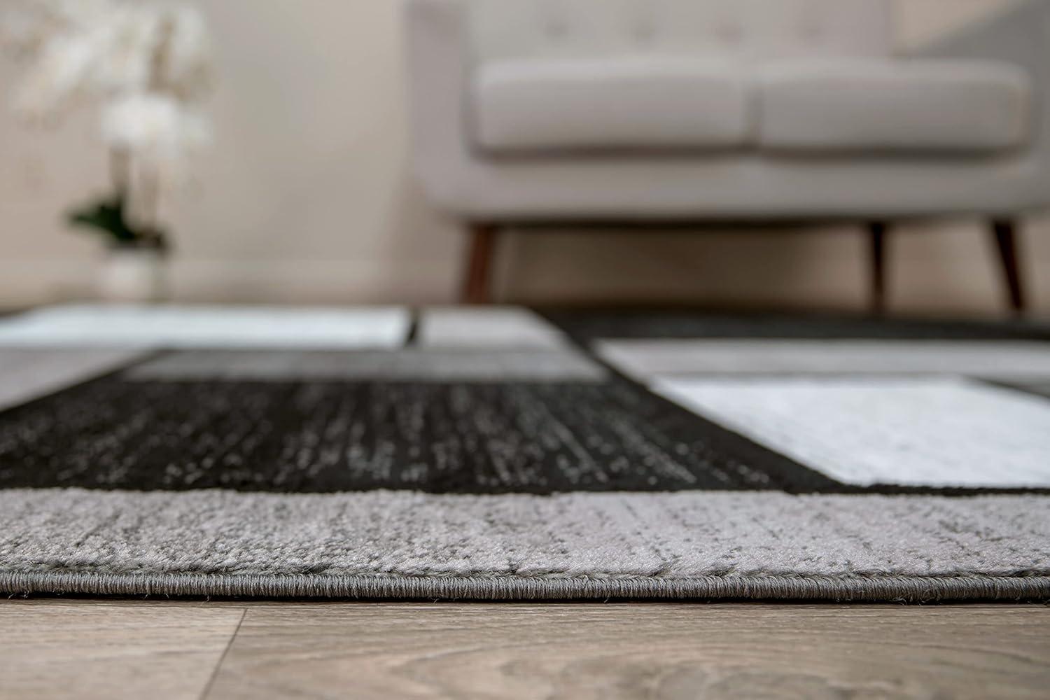 World Rug Gallery Contemporary Modern Boxed Color Block Gray 7'10"x10'2" Area Rug