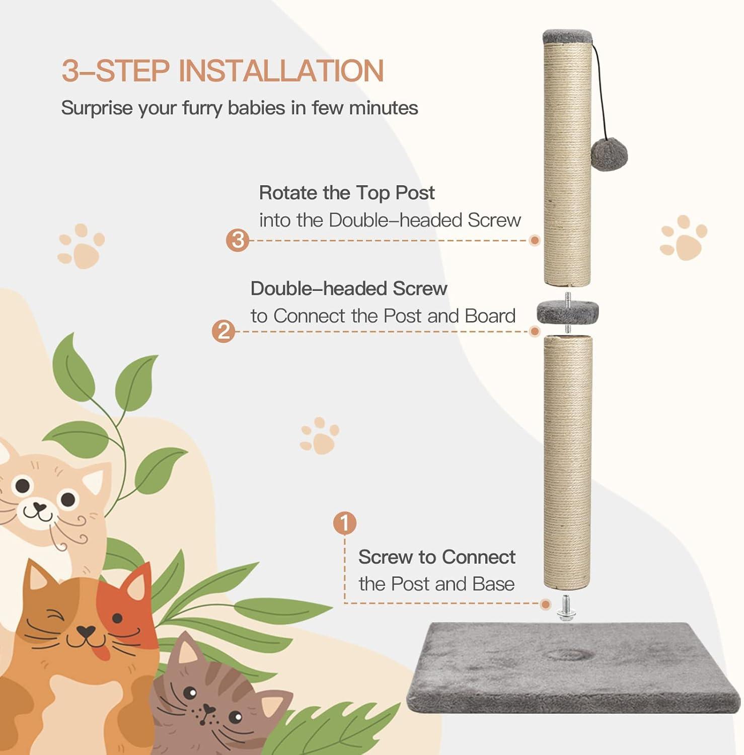 Tucker Murphy Pet™ 29" Tall Cat Scratching Post, Scratch Posts With Sisal Rope And Hanging Interactive Toy Ball For Indoor Cats And Kittens