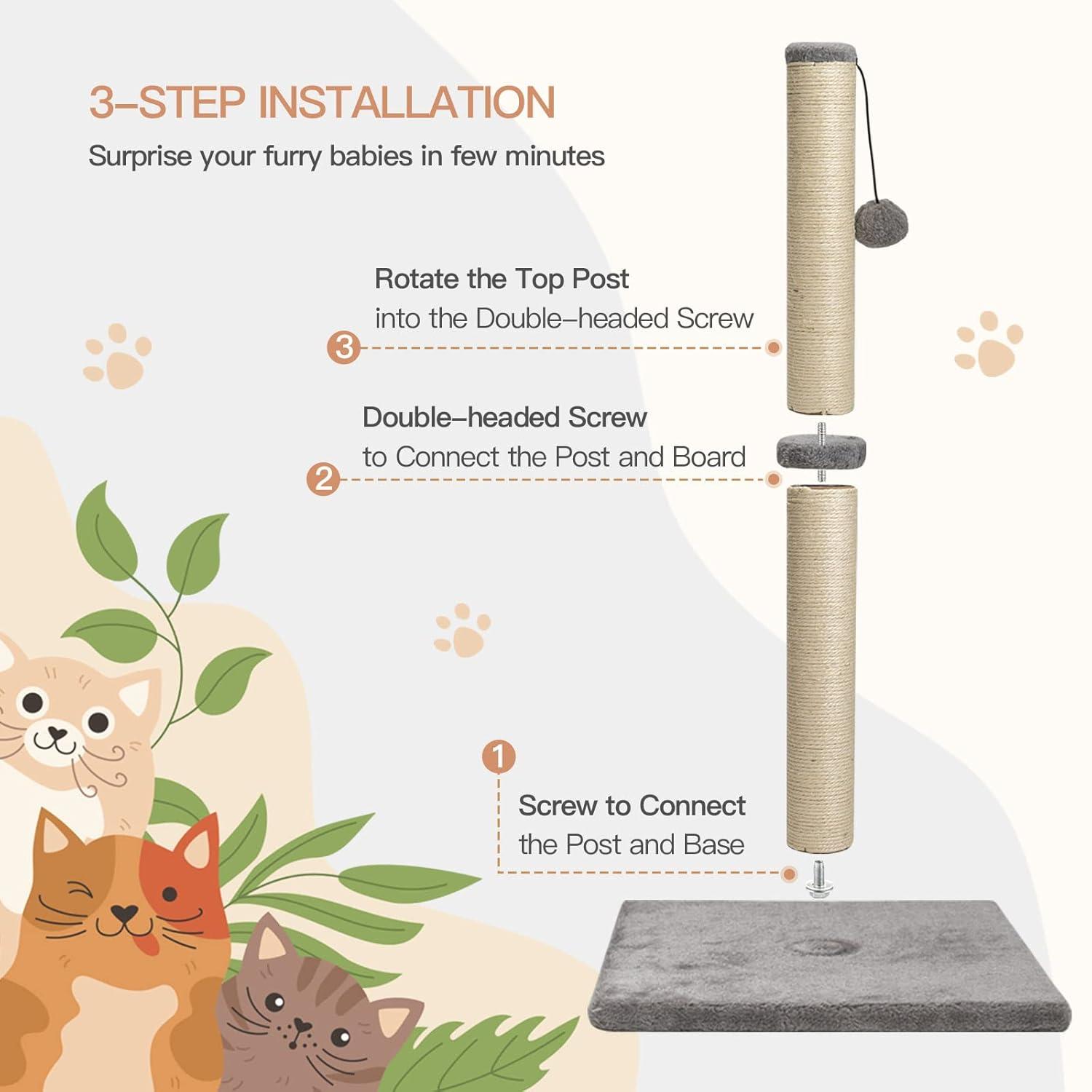 Tucker Murphy Pet™ 29" Tall Cat Scratching Post, Scratch Posts With Sisal Rope And Hanging Interactive Toy Ball For Indoor Cats And Kittens