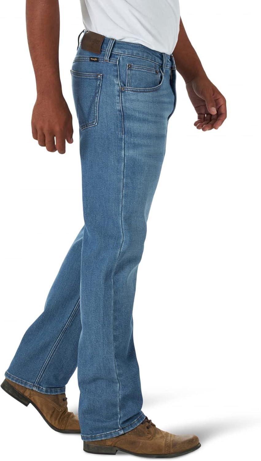 Men's Light Blue Cotton Blend Straight Leg Jeans