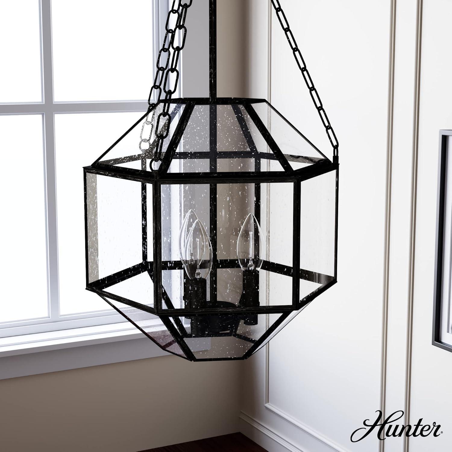 Indria Rustic Iron Faceted Geometric 3-Light Pendant