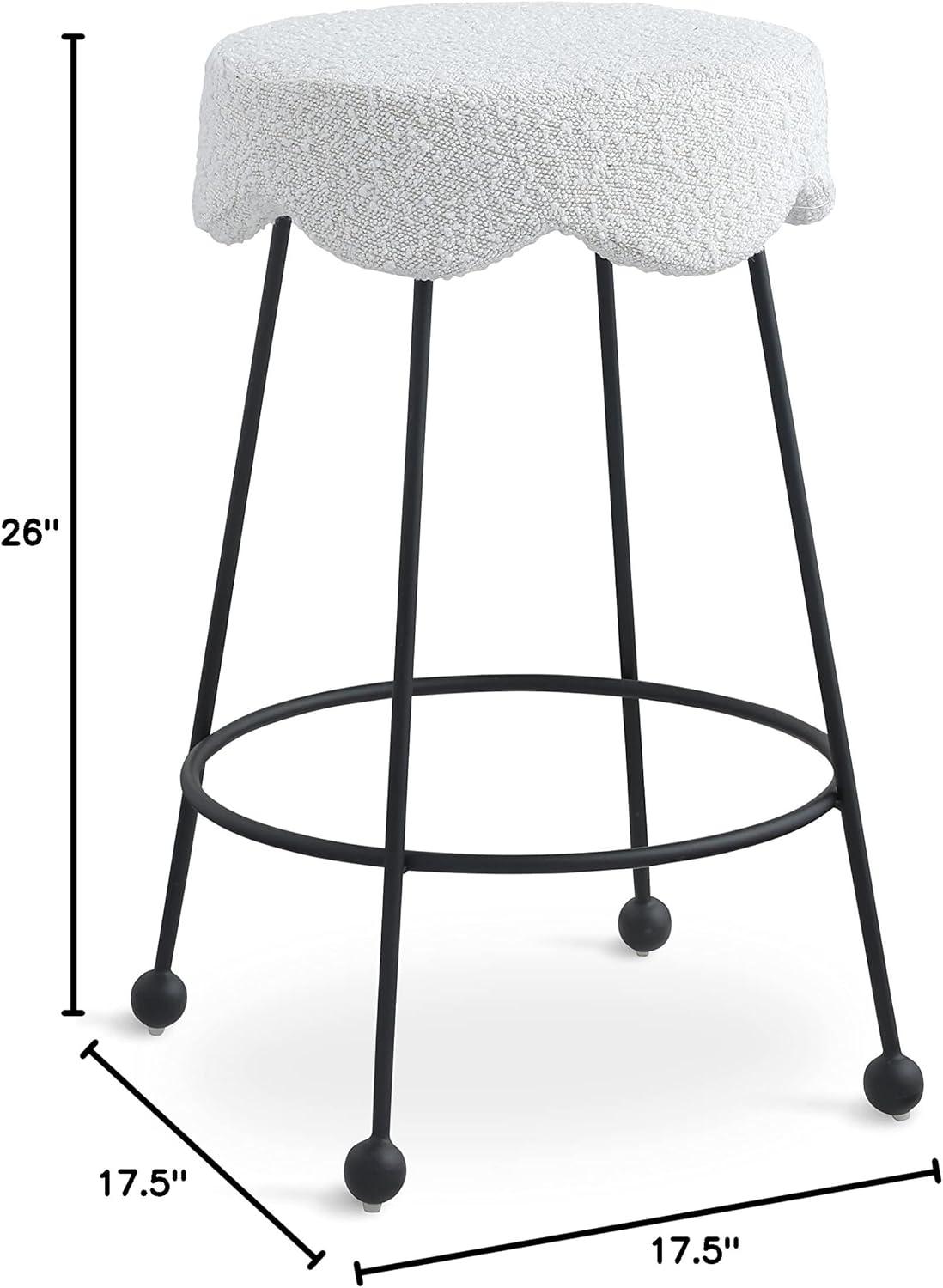 Meridian Furniture Fleur Cream Boucle Fabric Counter Stool