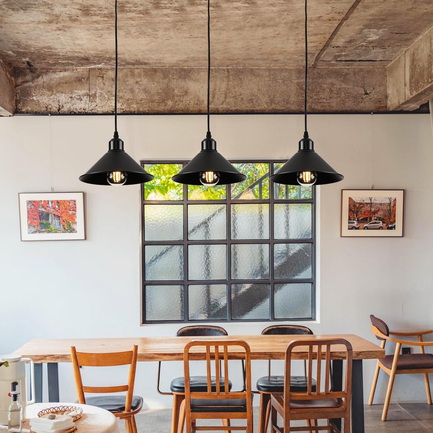 2-Pack Black Pendant Lights, 11.81'' Modern Pendant Lights Kitchen Island, Dome Large Pendant Light for Dining Room Foyer Bedroom Entryway Hallway Light Fixtures