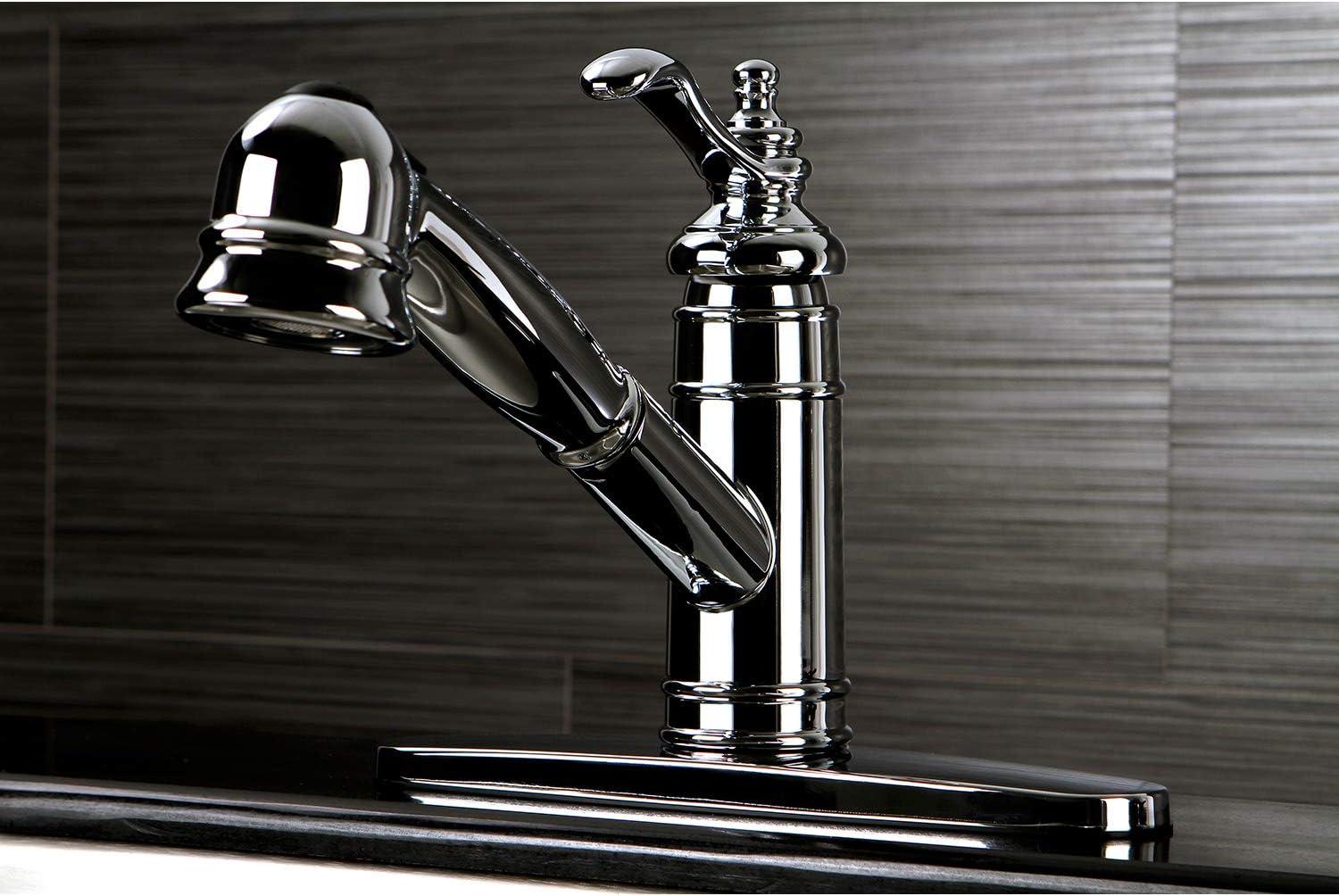 Kingston Brass Templeton Single-Handle 1-or-3 Hole Deck Mount Pull-Out Sprayer Kitchen Faucet