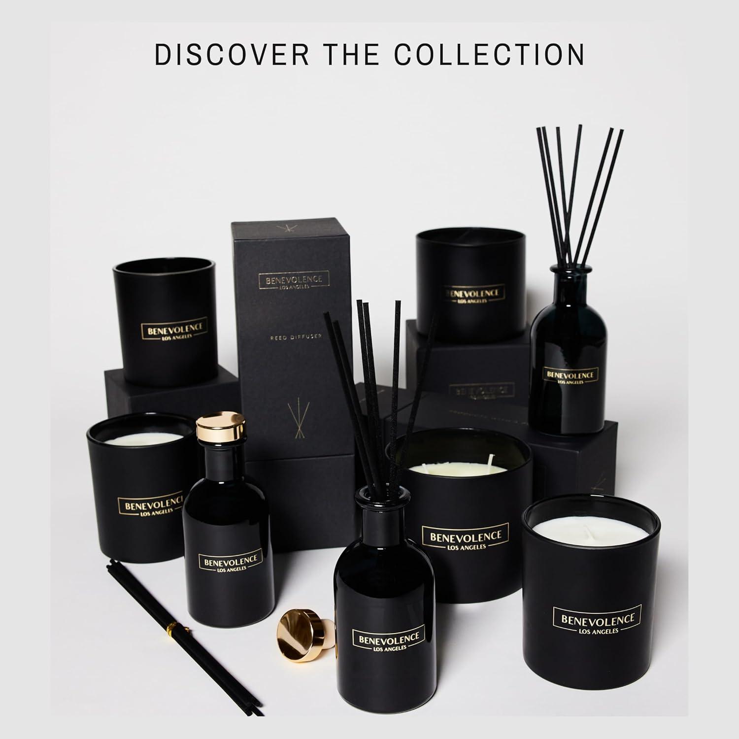 Benevolence LA Premium All Natural Soy 3 Wick Candles In Matte Black Glass Jar - Fig Tree Scent (14.5 oz)