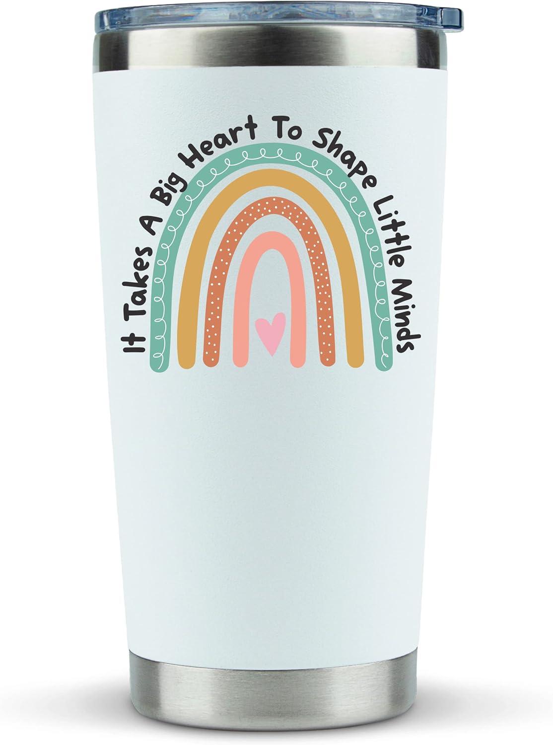 Teacher Gifts Coffee Mug - It Takes a Big Heart to Shape Little Minds 20oz Tumbler/Mug with Handle - Cute Idea for Appreciation Week, Women, Teaching, Best, Thank You, Birthday, Valentines Day
