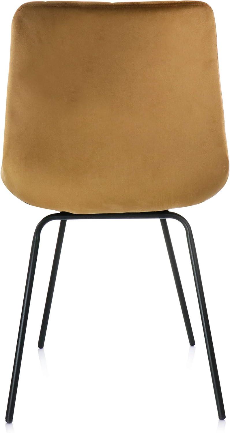 Elama Tufted Chair in Brown with Metal Legs (Set of 2)