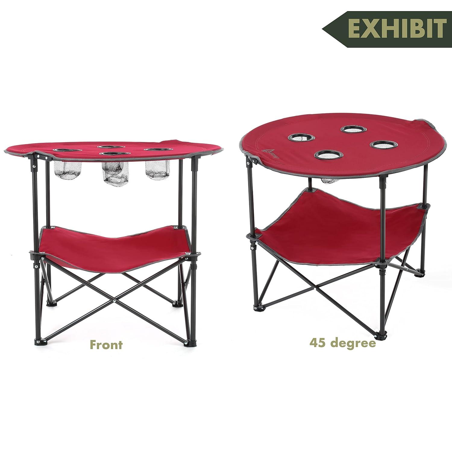 ARROWHEAD Outdoor Round Fabric Outdoor Folding Camping Table