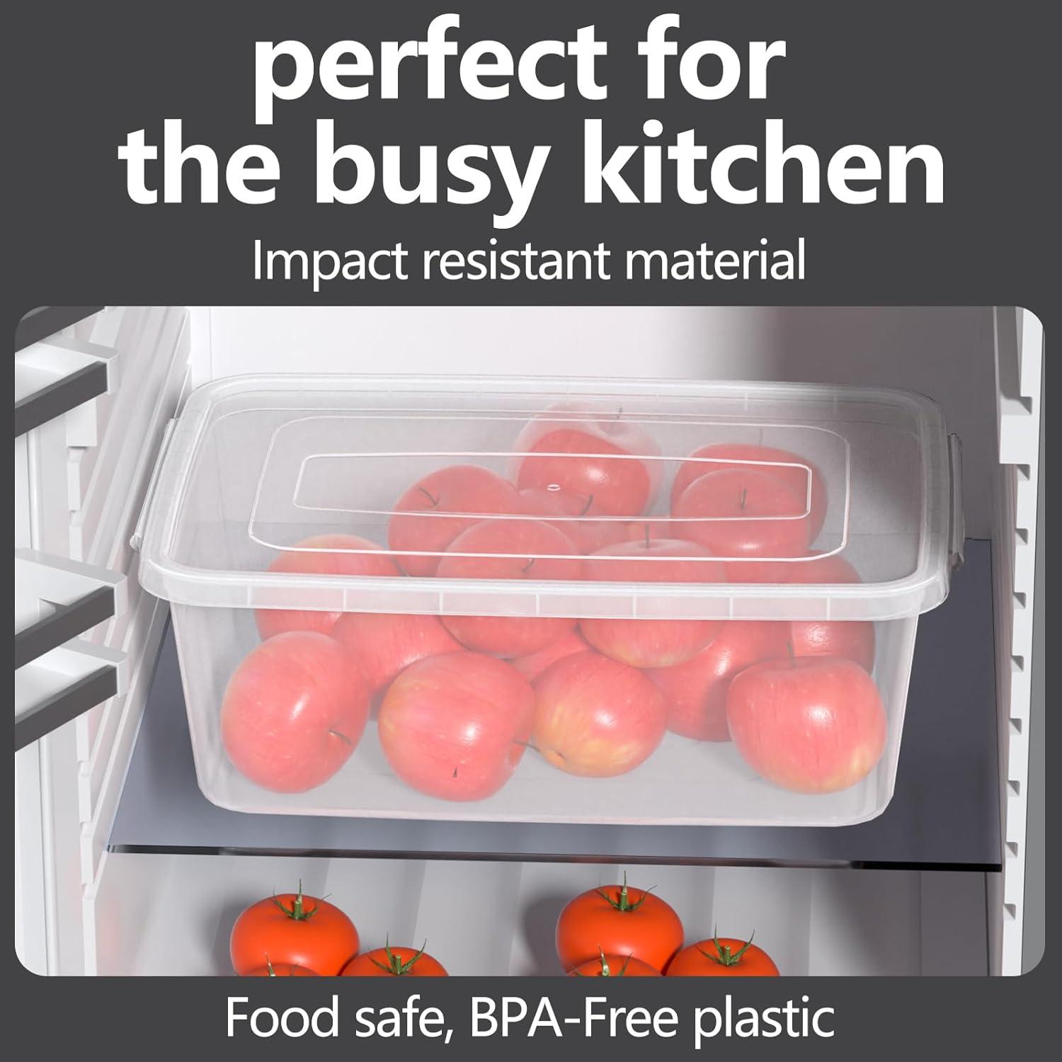 Zopnny 2-Pack Plastic Containers Box with Latching Lid, Stackable Nestable Storage Bins, Clear Pizza Dough Proofing Box, 16 Quart