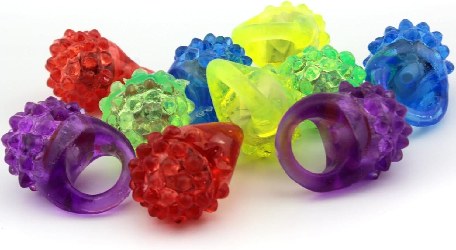 Assorted Multicolor Jelly LED Flashing Party Rings, 96 Count