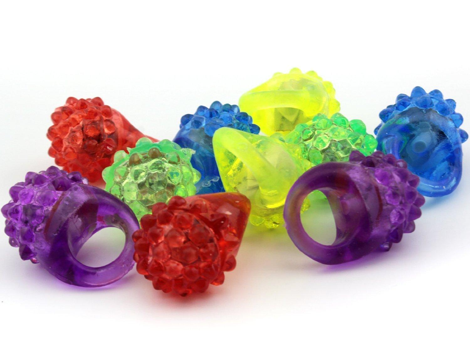 Assorted Multicolor Jelly LED Flashing Party Rings, 96 Count
