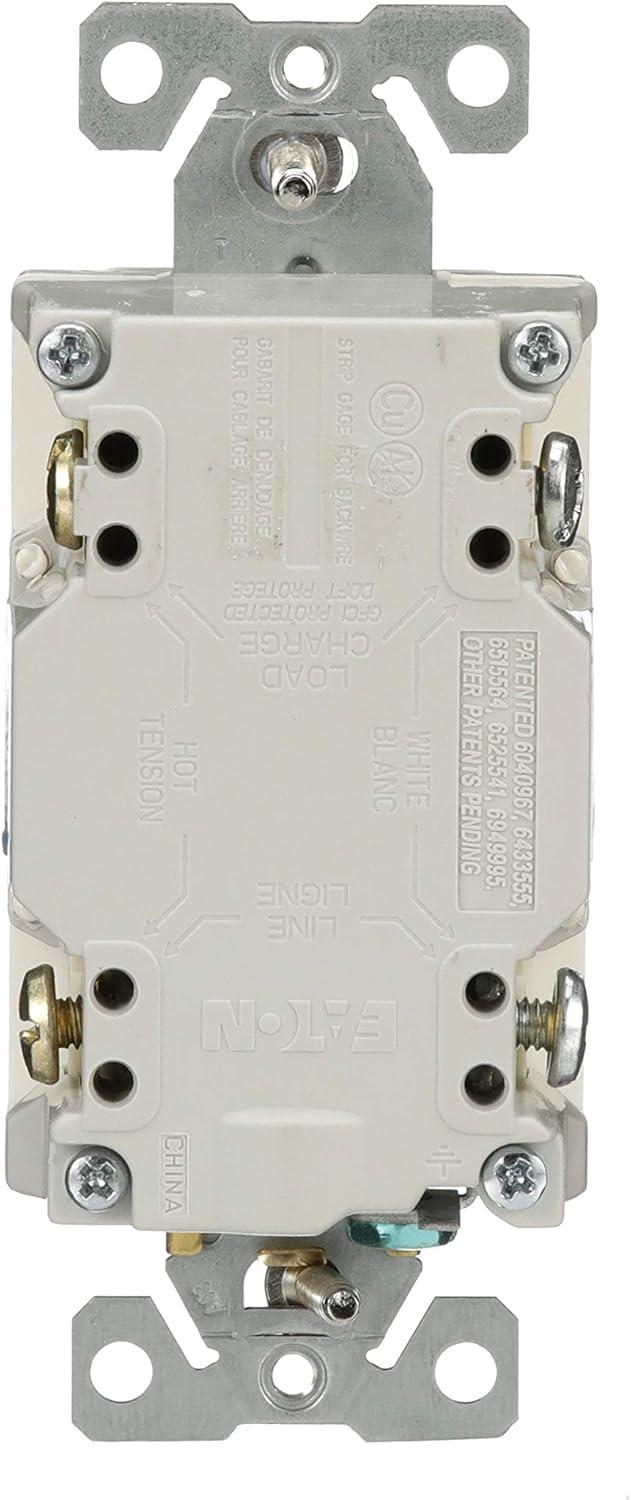 EATON TRSGFA15LA Aaron Hart 15A 125V Tamper Resistant GFCI Receptacle with Audible Alarm, Light Almond