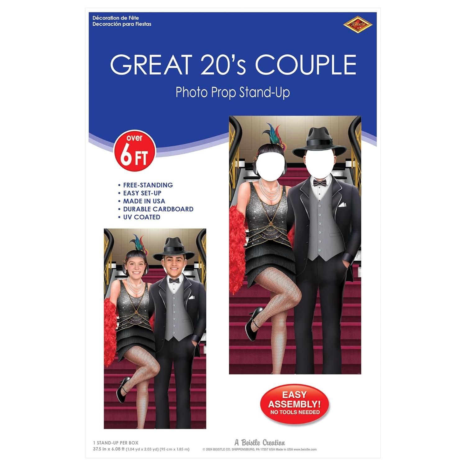 Roaring 20's Couple Photo Prop Stand-Up in Black and White