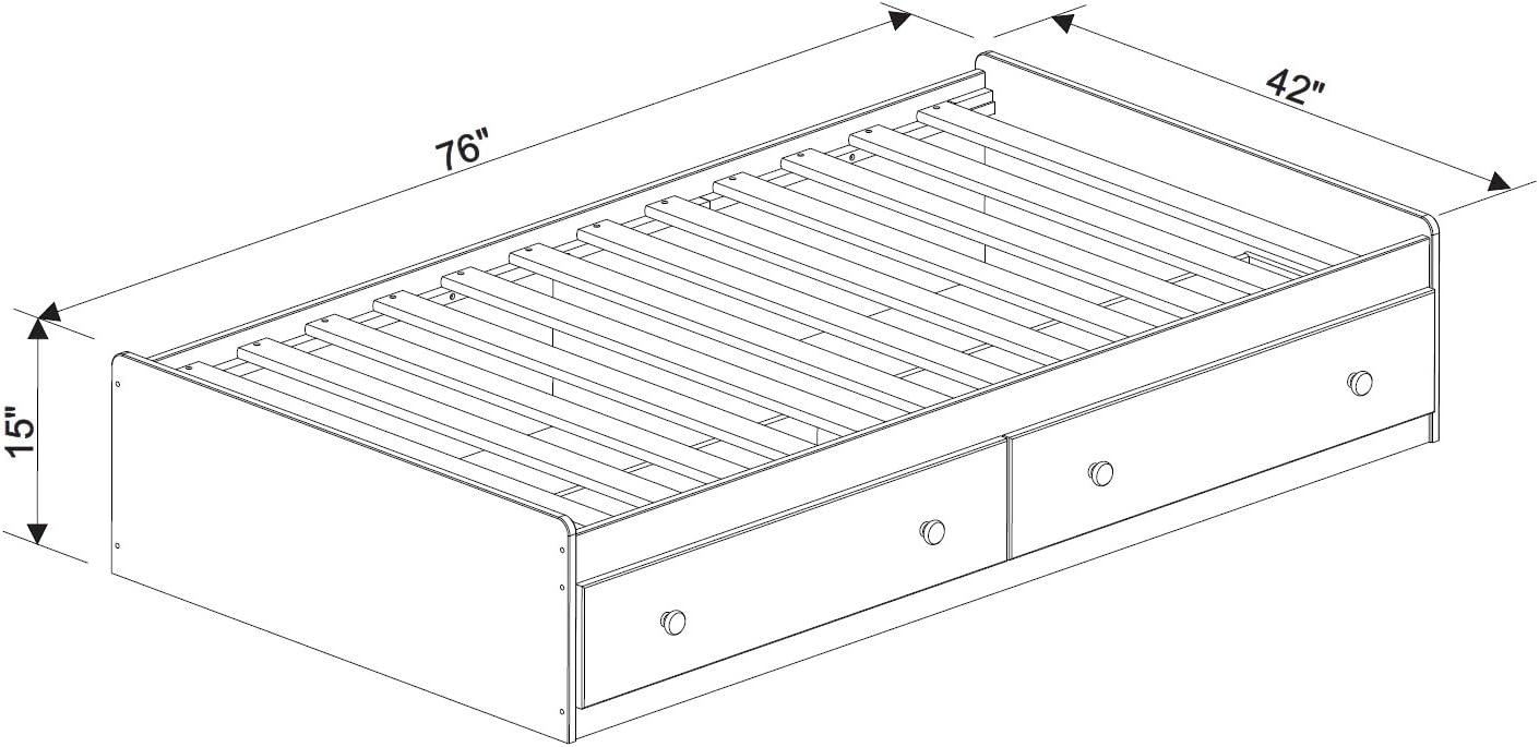 Palace Imports  100% Solid Wood Kansas Twin Size Mate's Storage Bed with Drawers Java