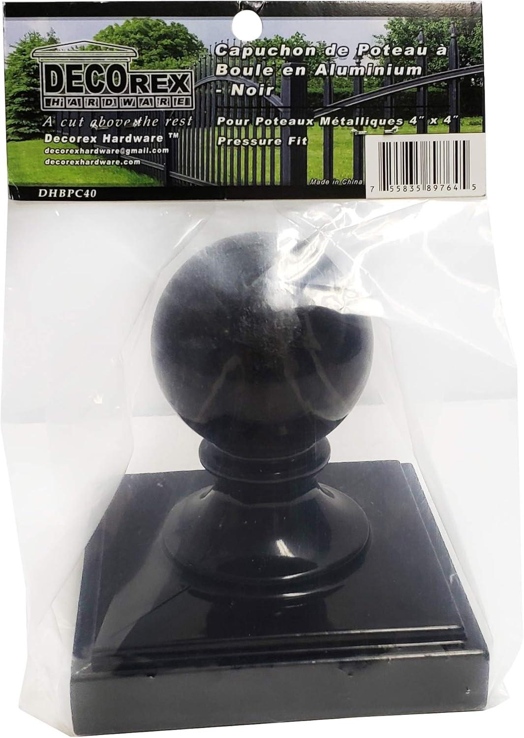 4" x 4" Aluminium Ball Top Post Cap for Metal Posts - Black