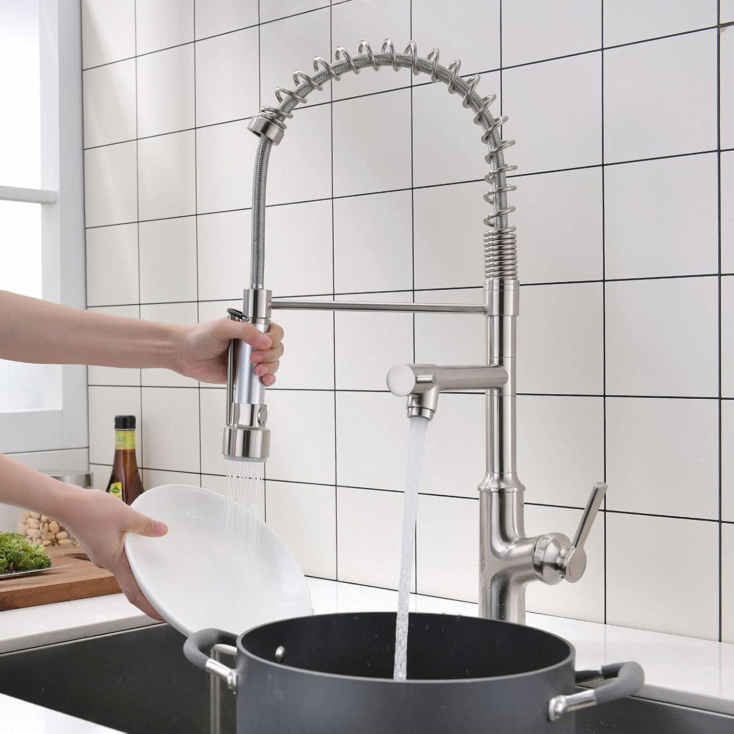 Brushed Nickel Stainless Steel Pull Down Kitchen Faucet