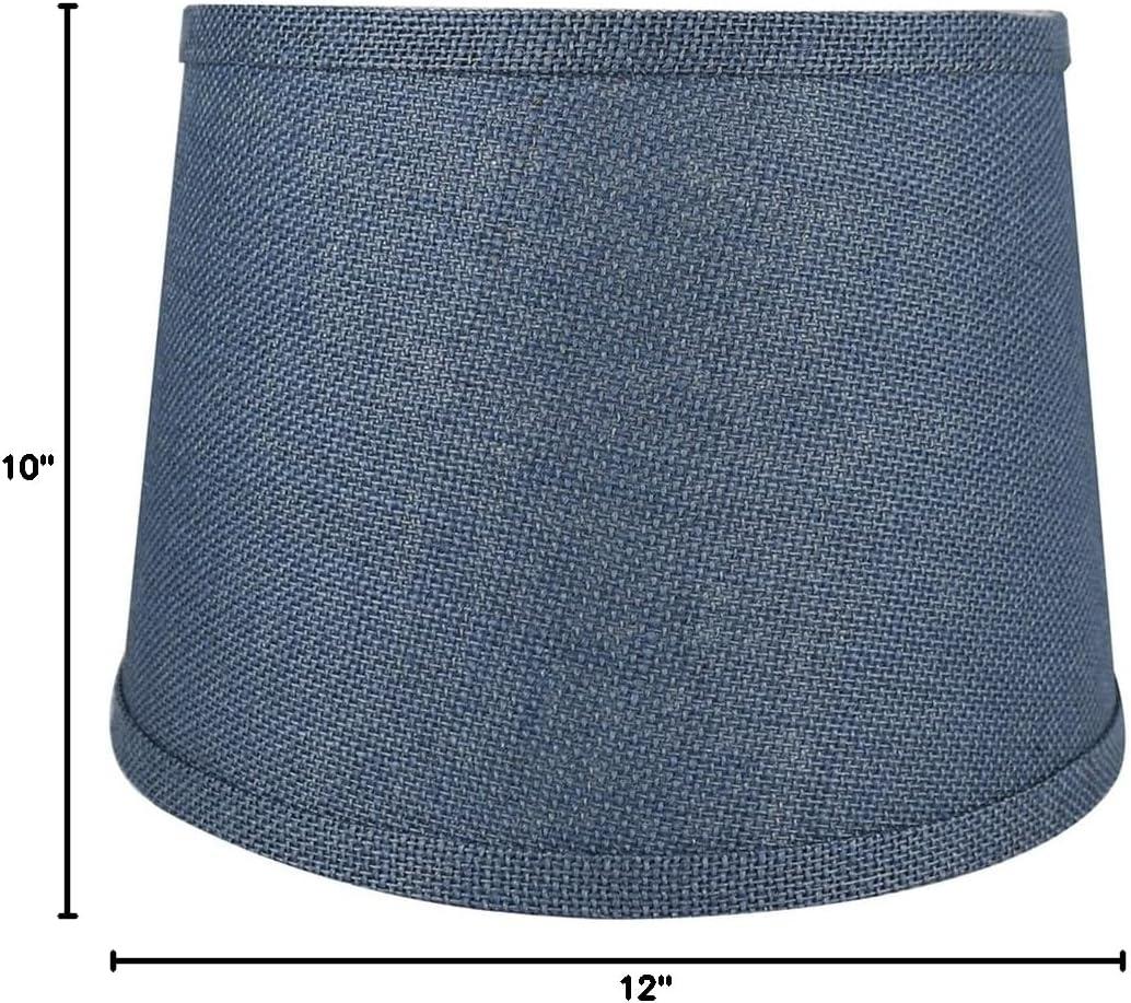 Denim Blue Burlap Drum Lampshade with Nickel Fitter
