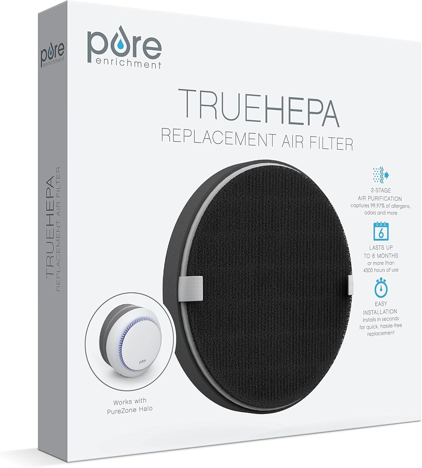 Pure Enrichment Pure Zone Halo True HEPA Air Filter: Captures Dust, Smoke, Pet Dander, Mold, Odors, Pollen, 8x8x1, 0.25 lbs