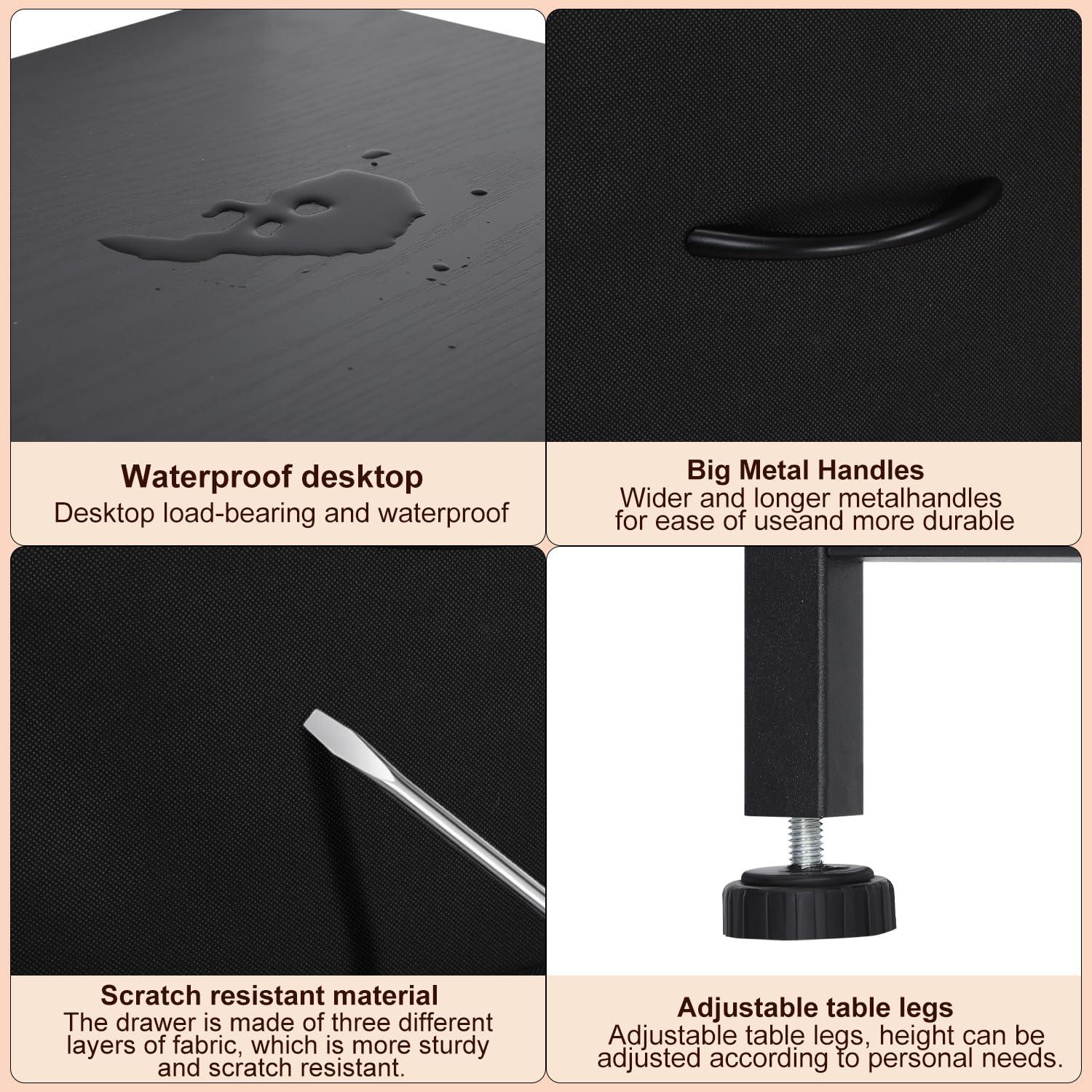 ZUNMOS 4 Drawer Fabric Dresser for Bedroom, Tall Chest of Drawer Organizer Storage Cabinet for Closet, Entryway, Black