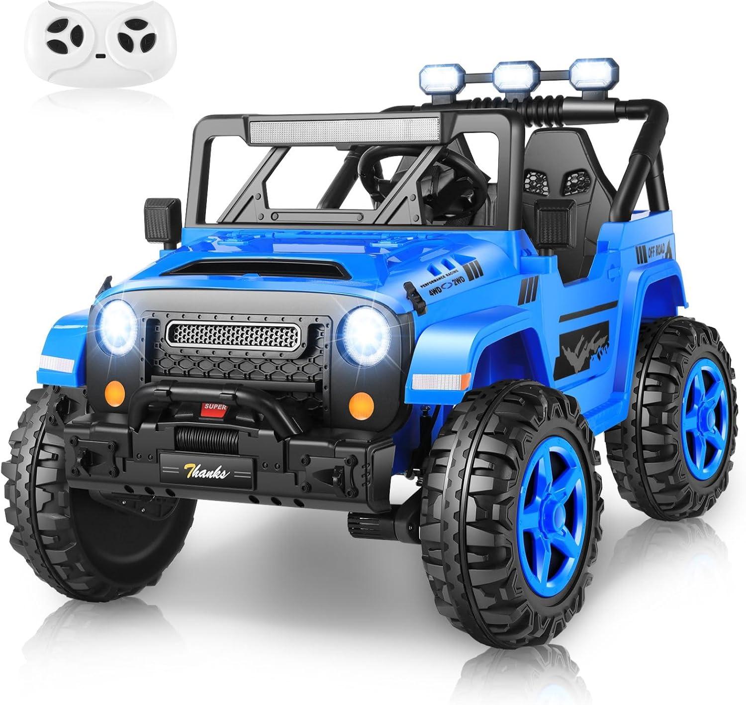 Ancheer 24V 4WD//2WD Ride On Jeep Truck,2 Seater Kids UTV With 4X200w Powerful Engine,Remote Control,Bluetooth,20 Wide Seat,Vehicles for Kids Toddlers