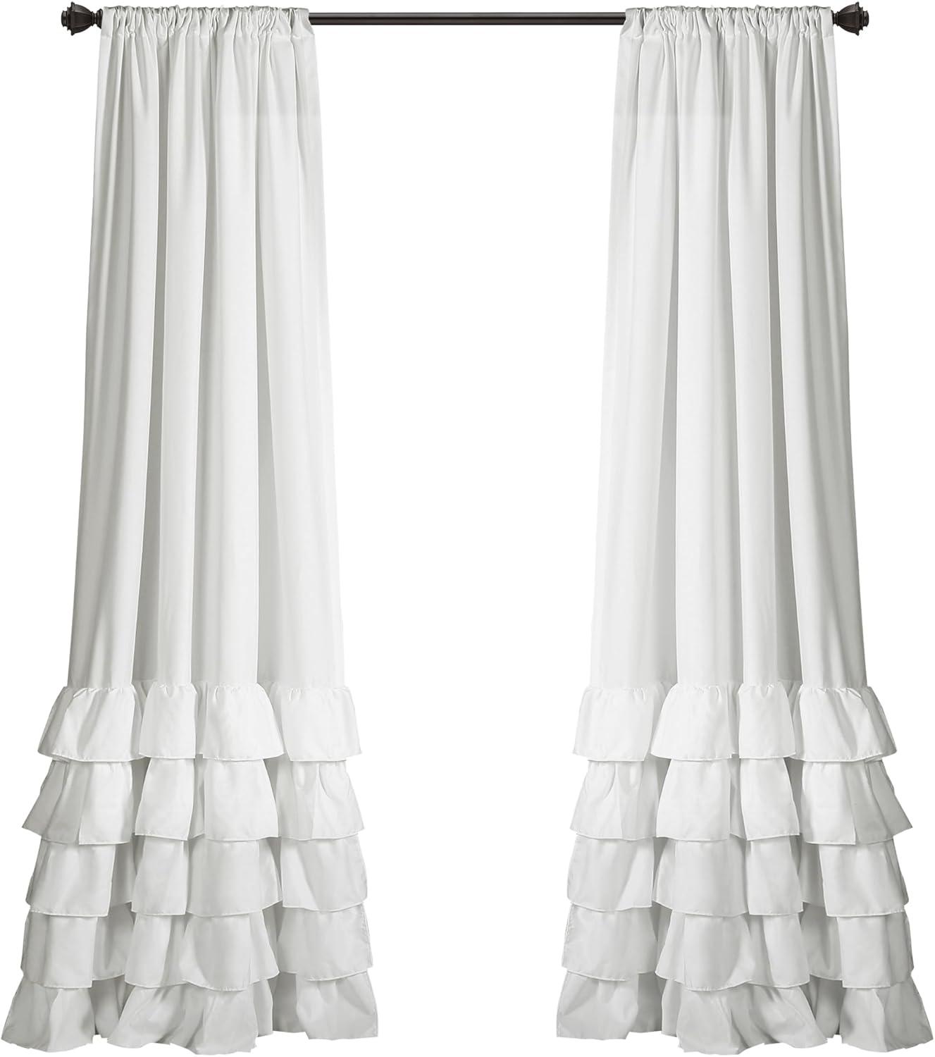 Lush Decor Allison Ruffle Polyester Semi Sheer Curtain Pair (Set of 2)