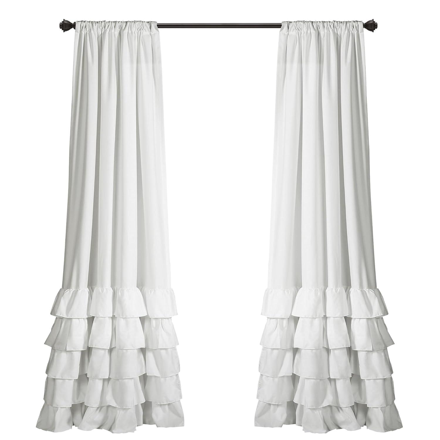 Lush Decor Allison Ruffle Polyester Semi Sheer Curtain Pair (Set of 2)