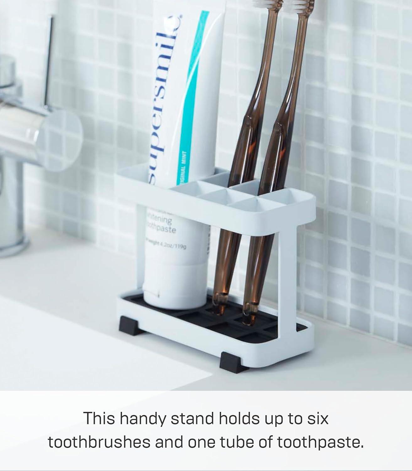 Yamazaki Home Tower Yamazaki Home Toothbrush And Toothpaste Holder For Bathroom Countertop, Steel, Water Resistant