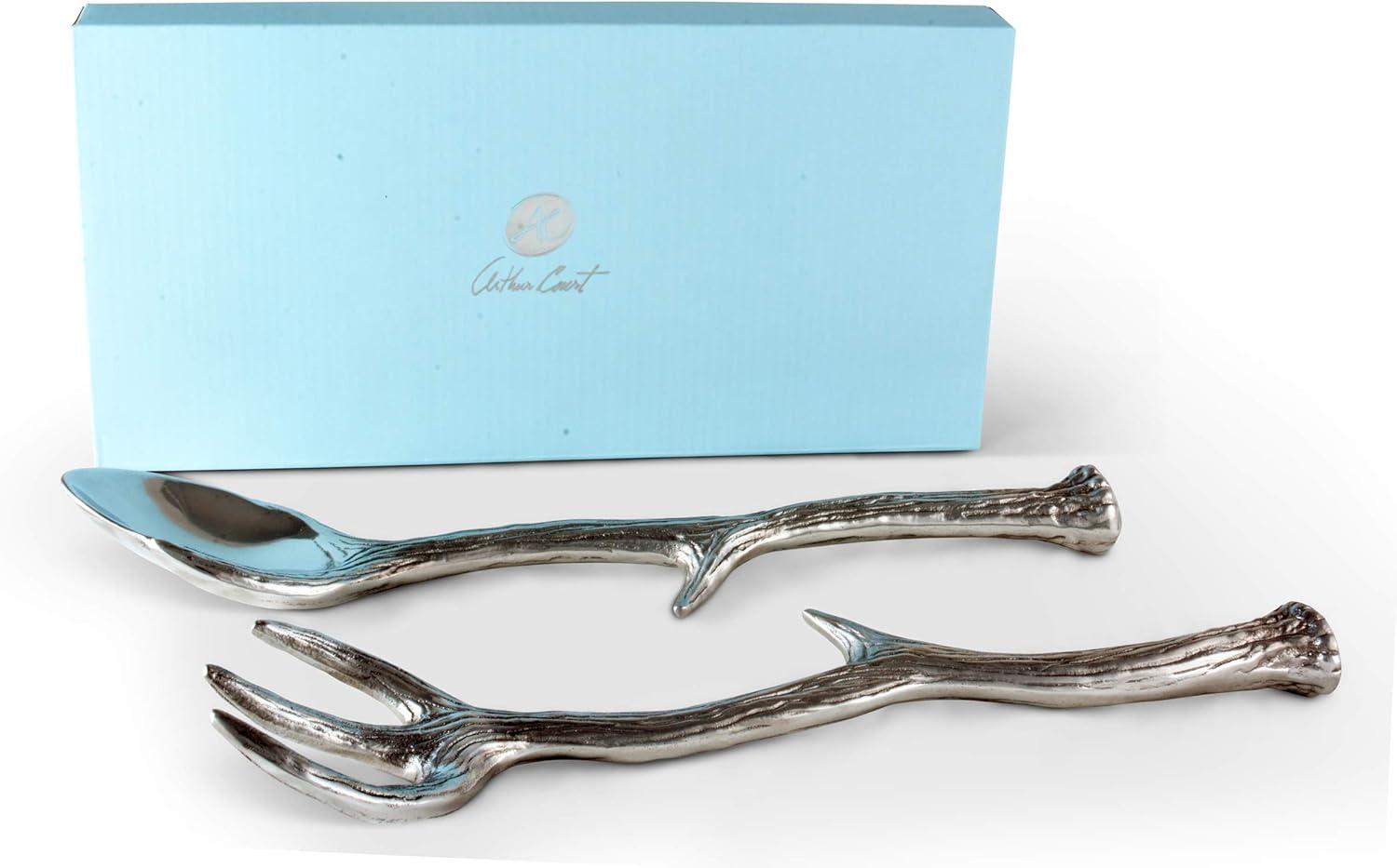 Rustic Aluminum Antler Salad Serving Set, 13.25 inches