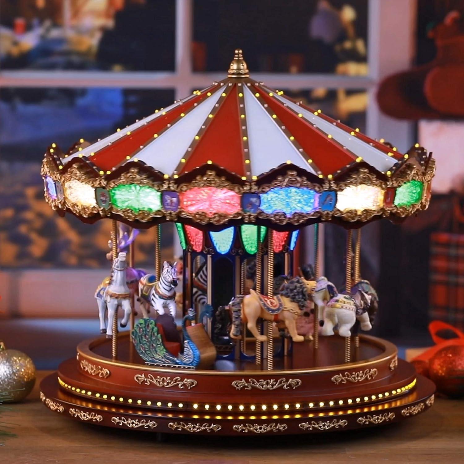 Mr. Christmas Animated LED Marquee Deluxe Carousel Musical Decoration