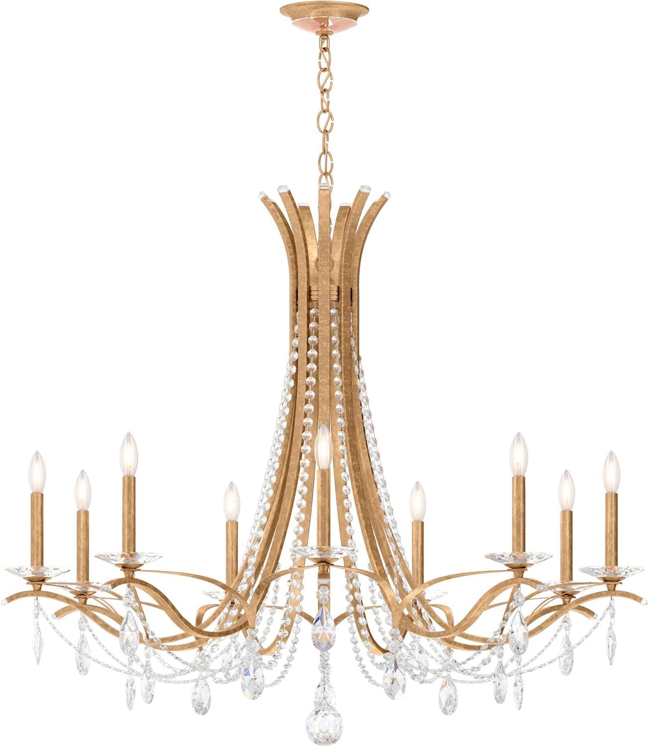 French Gold and Clear Crystal 9-Light Grand Chandelier