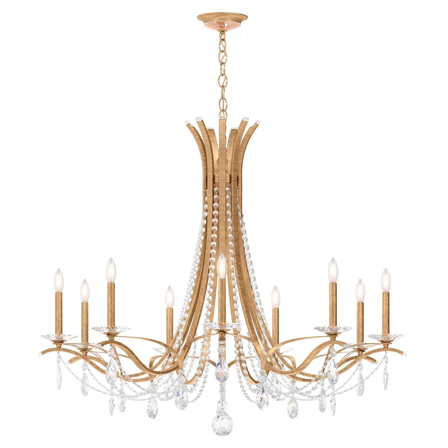 French Gold and Clear Crystal 9-Light Grand Chandelier