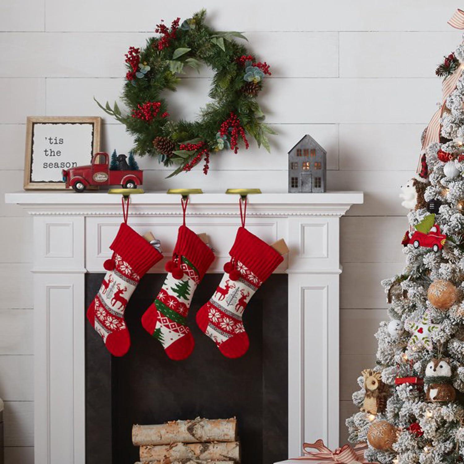 Season 4 Sparkles 4 Pieces Snowflake Stocking Holder Metal for Hanging Stockings