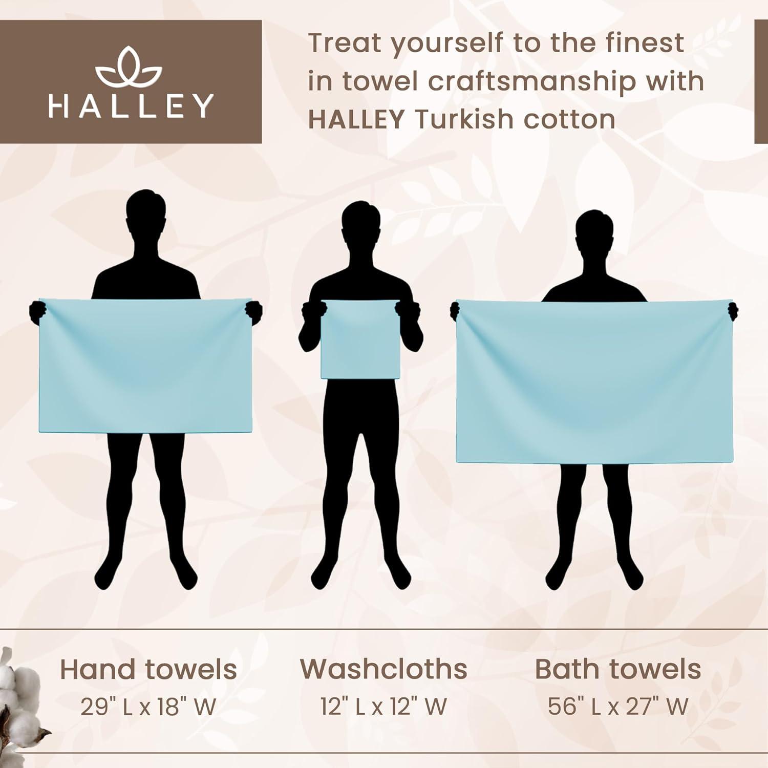 HALLEY Turkish Bath Towels Set - 2 Pack Bathroom Set, Ultra Soft, Machine Washable, Highly Absorbent, 100% Cotton - Luxury Spa Quality - Brown