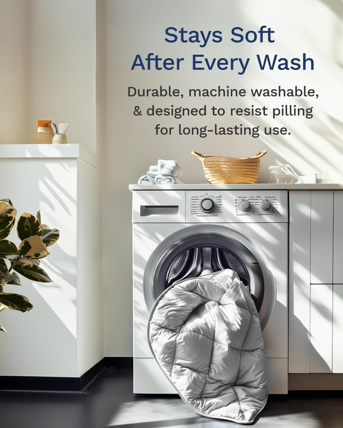 ViscoSoft All Seasons Down Alternative Comforter Full Size - Breathable Premium Reversible Microfiber Light Gray/Dark Gray Duvet Cover Insert