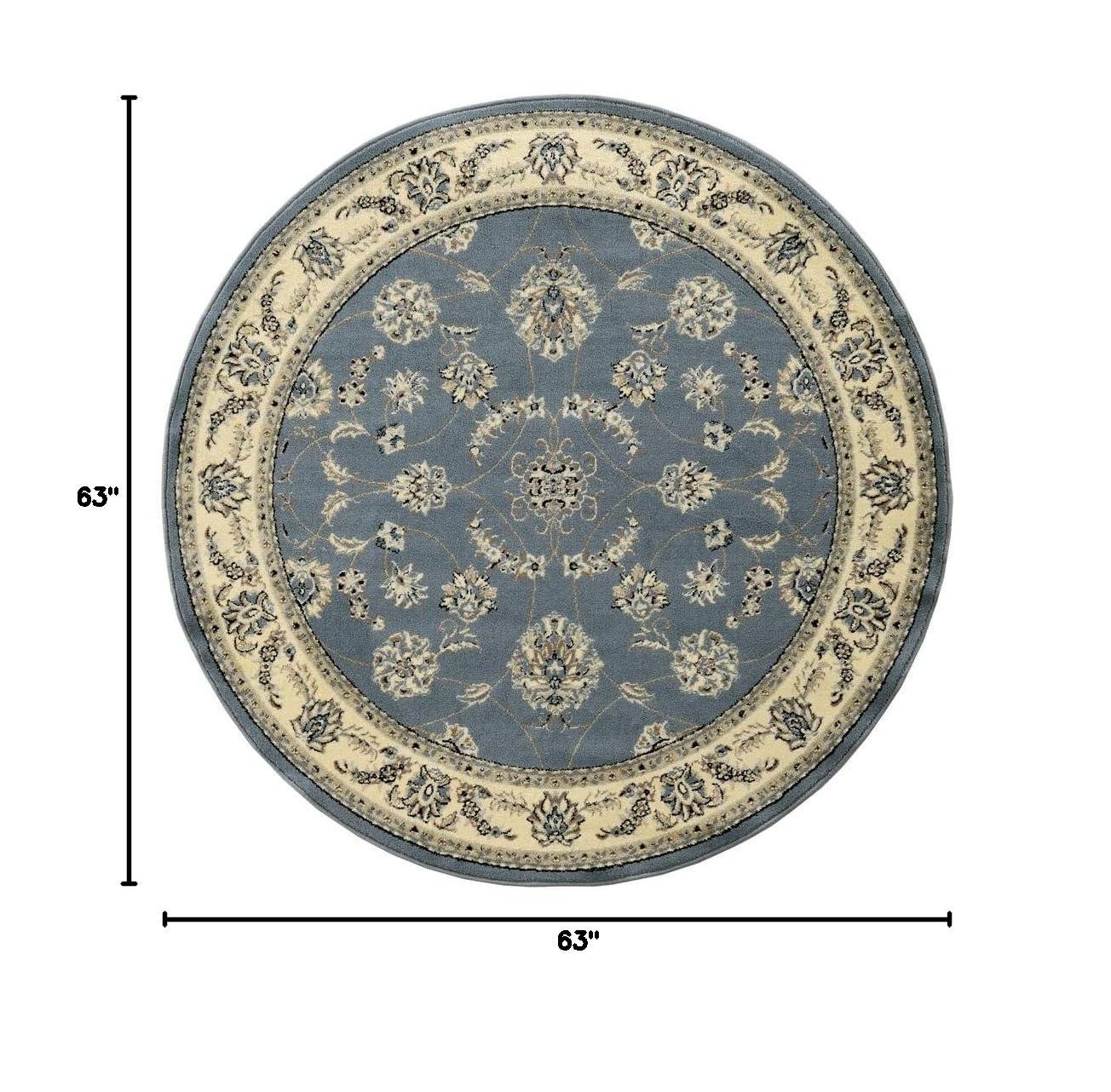 Radici Usa Noble Area Rug 1318 Traditional Black Bordered Medallion 5' 3" x 5' 3" Round