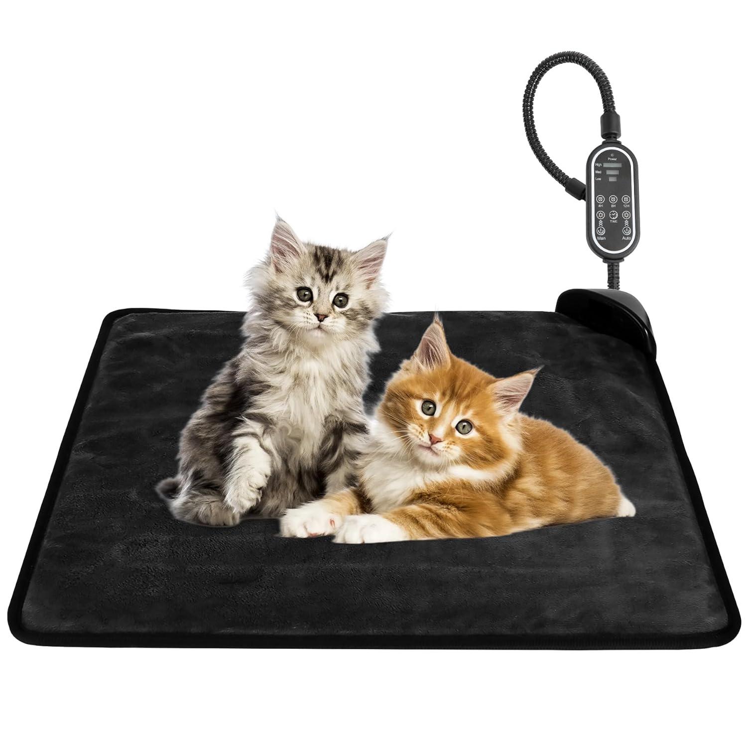 Archie & Oscar™ Cat Heating Pad & Dog Heating Pad, Jim Timer and Jim Level Temperature Smart Sensor Electric Pet Heating Pad with Chew Resistant Cord, Indoor Outdoor Warm Heated Bed for Dogs Cats -17.7x17.7