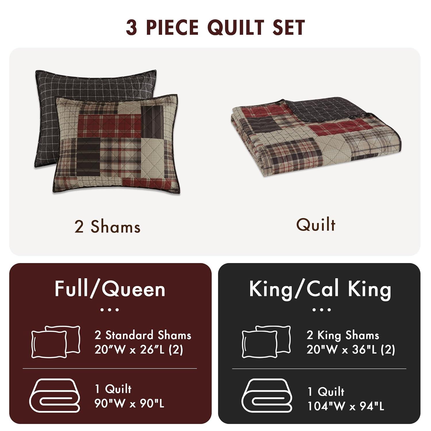 Madison Park Timber 3 Piece Reversible Printed Quilt Set