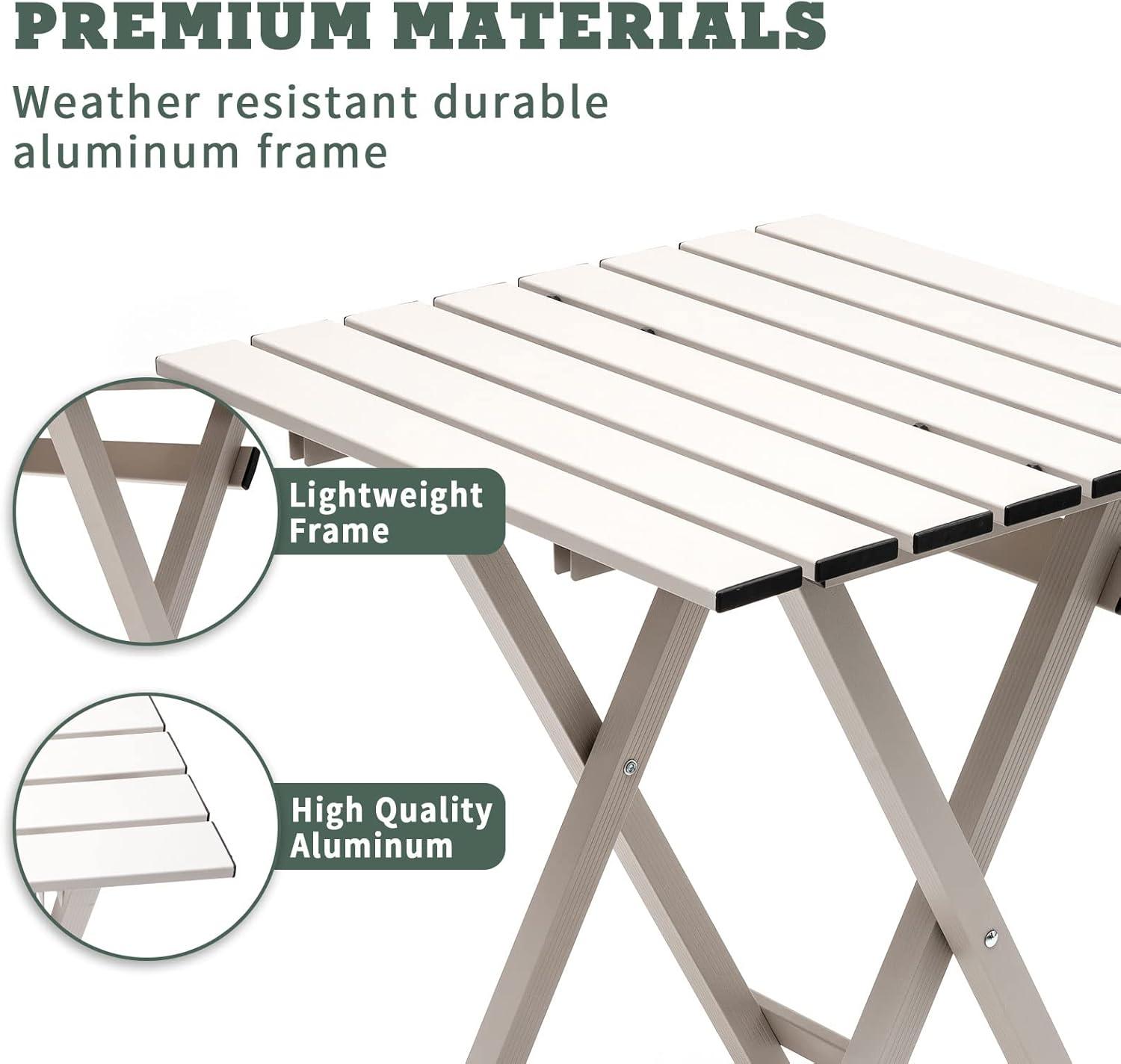 Folding Camping Table - Lightweight Aluminum Portable Picnic Table,For Cooking, Beach, Hiking, Travel, Fishing, BBQ, Indoor Outdoor Small Foldable Camp Tables