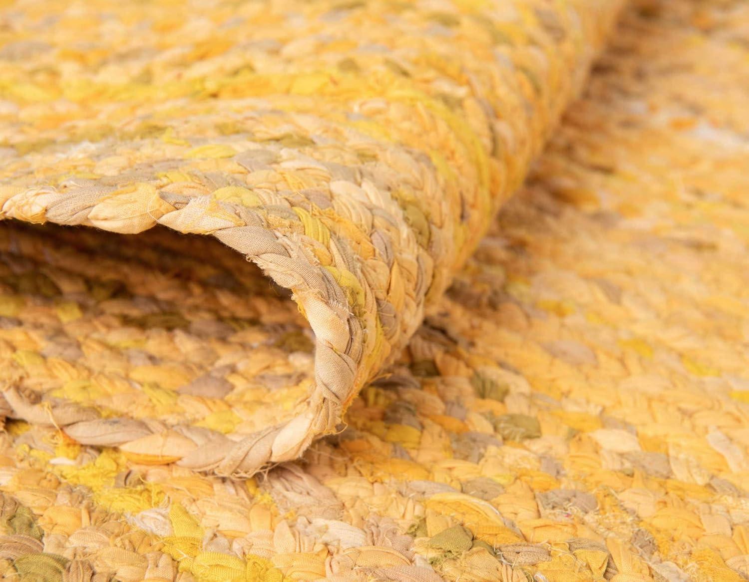 Unique Loom Braided Chindi Collection Area Rug - Layer (3' 3" x 5' 1" Oval Yellow Orange/Orange)